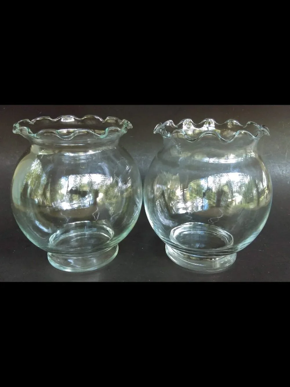 Clear Glass Ivy Bowls Ruffled Crimped Fluted Top 5